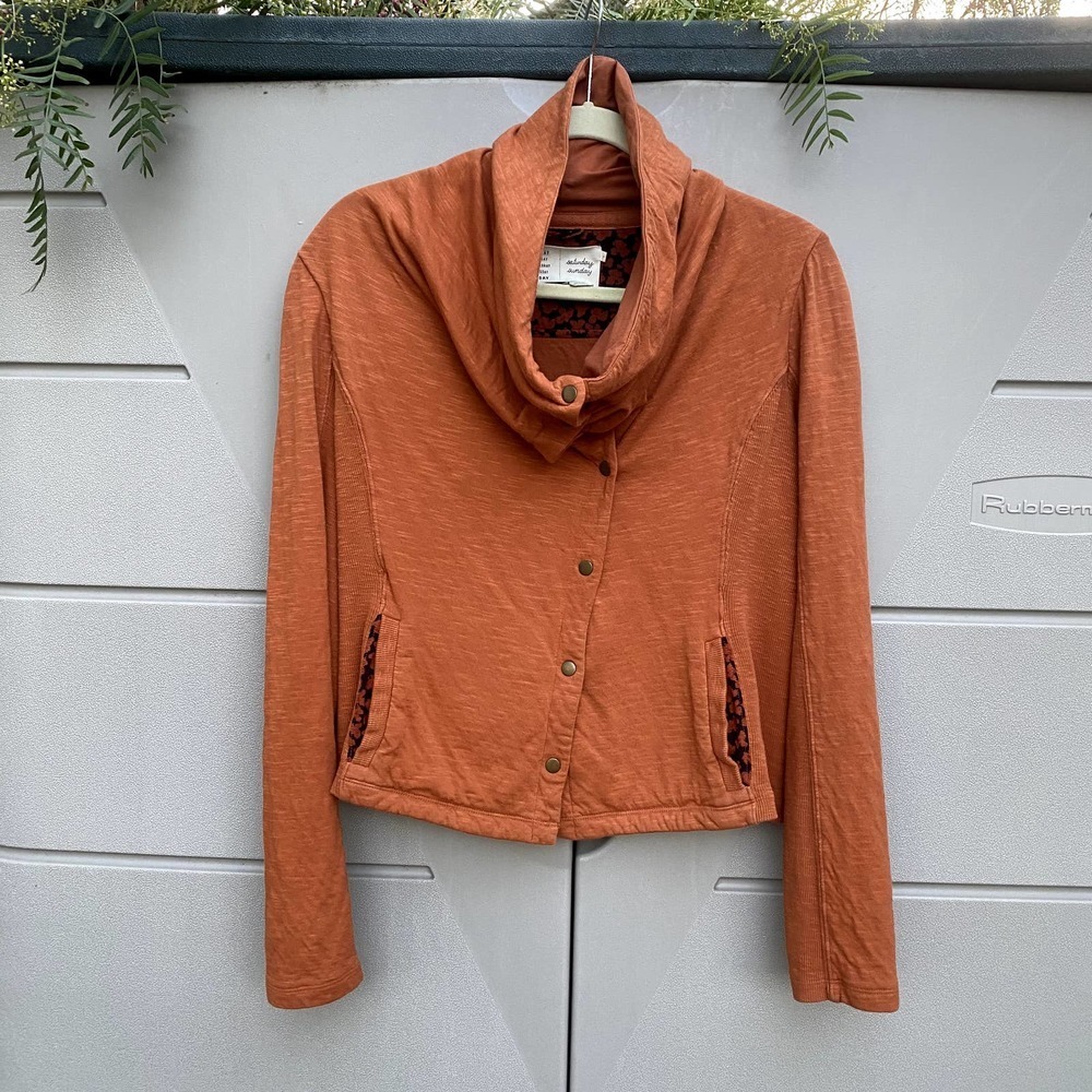 Saturday Sunday Women's Long Sleeve Snap Closure Orange Jacket Size Small